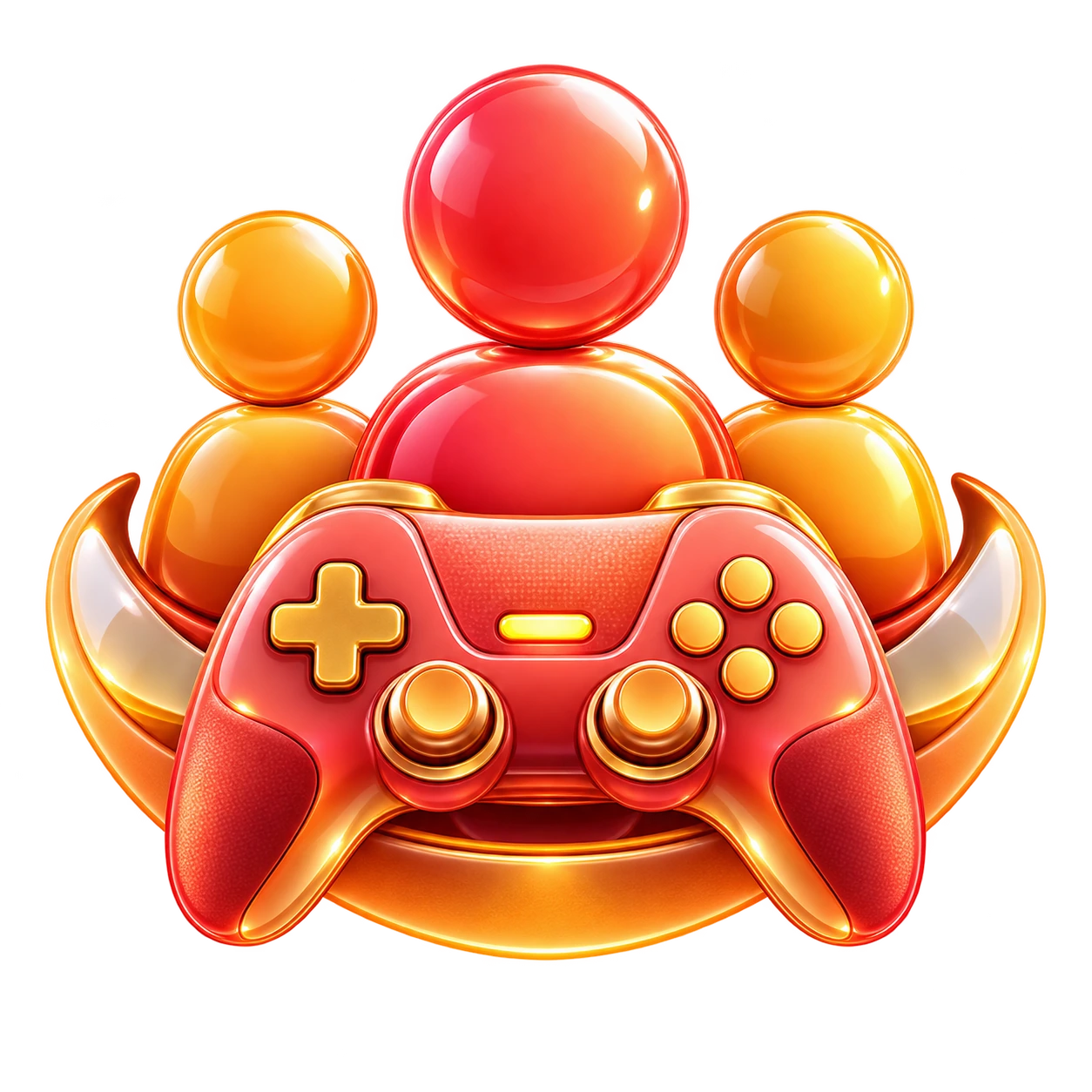 Glossy multiplayer controller and player group representing player relationships.